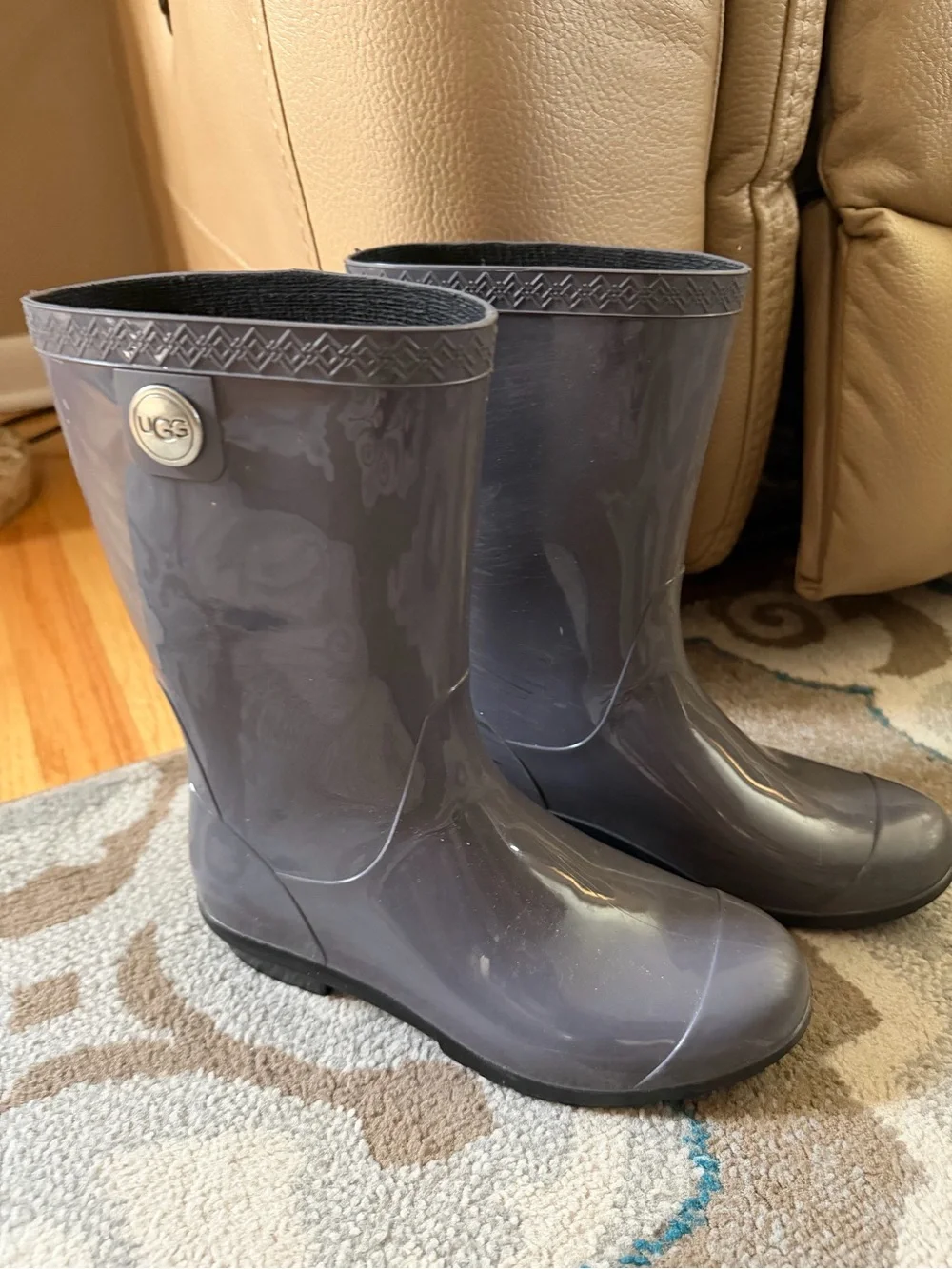 UGG Women's Glossy Slate Gray Rain Boots